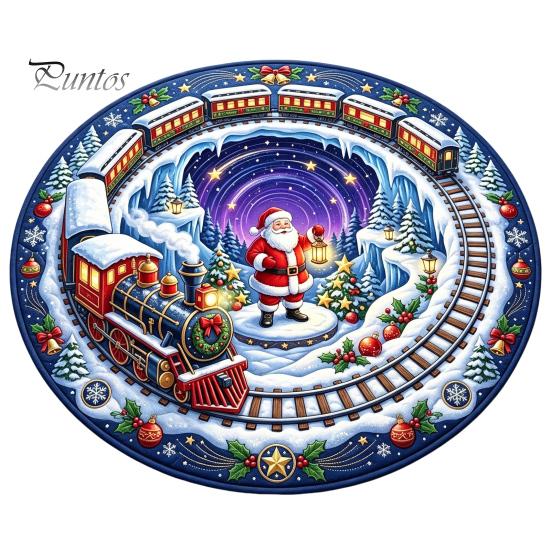 Indoor Decorative Floor Covering Round 3D Christmas Rug, Vortex Optical Illusion Area Santa Snowman Staircase Quiet Play Mat for Kids Depth