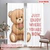 2pcs 2D Flat Printing Drapes Teddy Bear Flower Enjoy Polyester Without Electricity All Season Party & Holiday Decor Use for