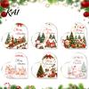 Ornamenti Desktop di Babbo Natale a Forma di Cuore Segno da Tavolo Natalizio in Acrilico, Ornamento Scena Invernale con Neve 2D, Esposizione Festiva del Camino con Babbo Natale,