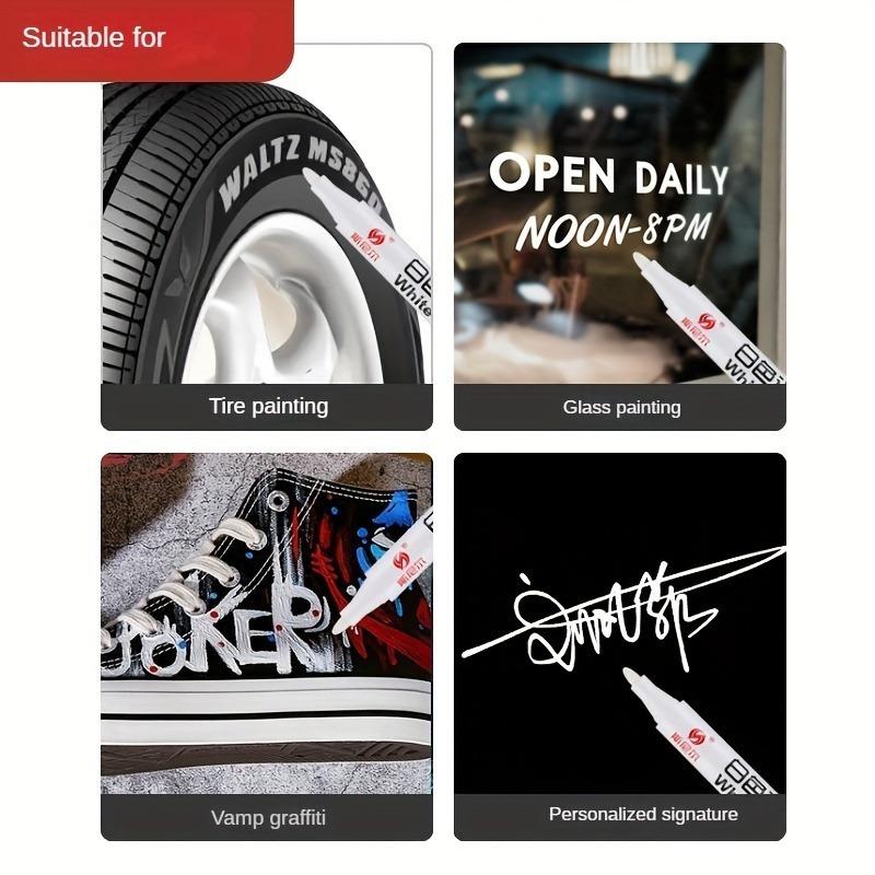 5pcs For Metal White Marker Pen 3mm Alcohol Oily Waterproof Tire Graffiti Pens Permanent For Stainless Steel Fabric Wood Leather
