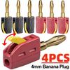1-4Pcs No Solder Banana Plug 4mm Quick Wire Connect Gold-plated Copper Banana Connectors Plugs for Jack Audio Music Speaker