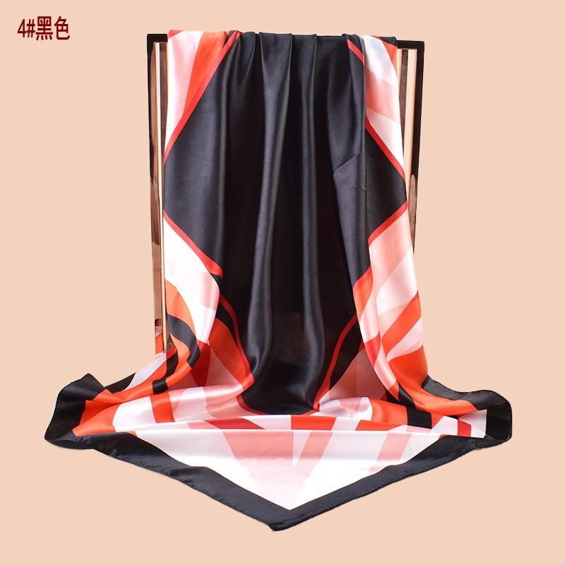 Spring New Fashion Big Shawl Simulation Silk Simple Geometric Printing Silk Scarf Head Scarf 91 Satin Square Scarf