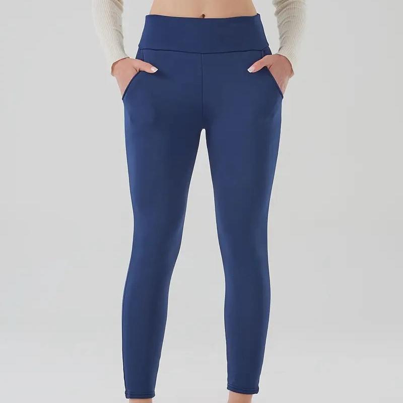 Women's Thickened Winter with Pocket High Waisted Fleece-Lined Leggings for Outdoor Casual Warmth and Cold Protection