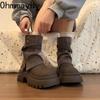Winter Punk Style Women Ankle Boots Fashion Belt Buckle Shoes Ladies Concise Chunky Platform Heel Short Booties  De Mujer