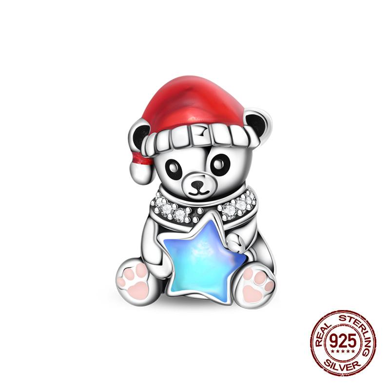 Winter Charms Copper Elk Bear Santa Claus Charms Beads Fit Original Bracelets For Women Diy Festival Jewelry Gifts