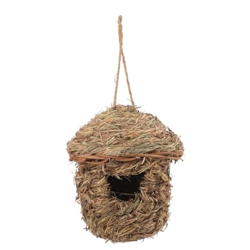 Practical-Straw Bird Nest Bird Shelter, Parrot Breeding Cave, Natural Bird Nest House Easy Install