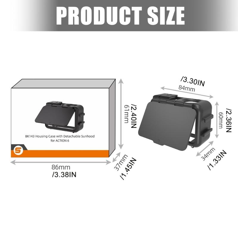 Quick Release Cage For Action 6 Camera Frame Includes AntiGlare Shield Accessory Mount Durability ABS Construction