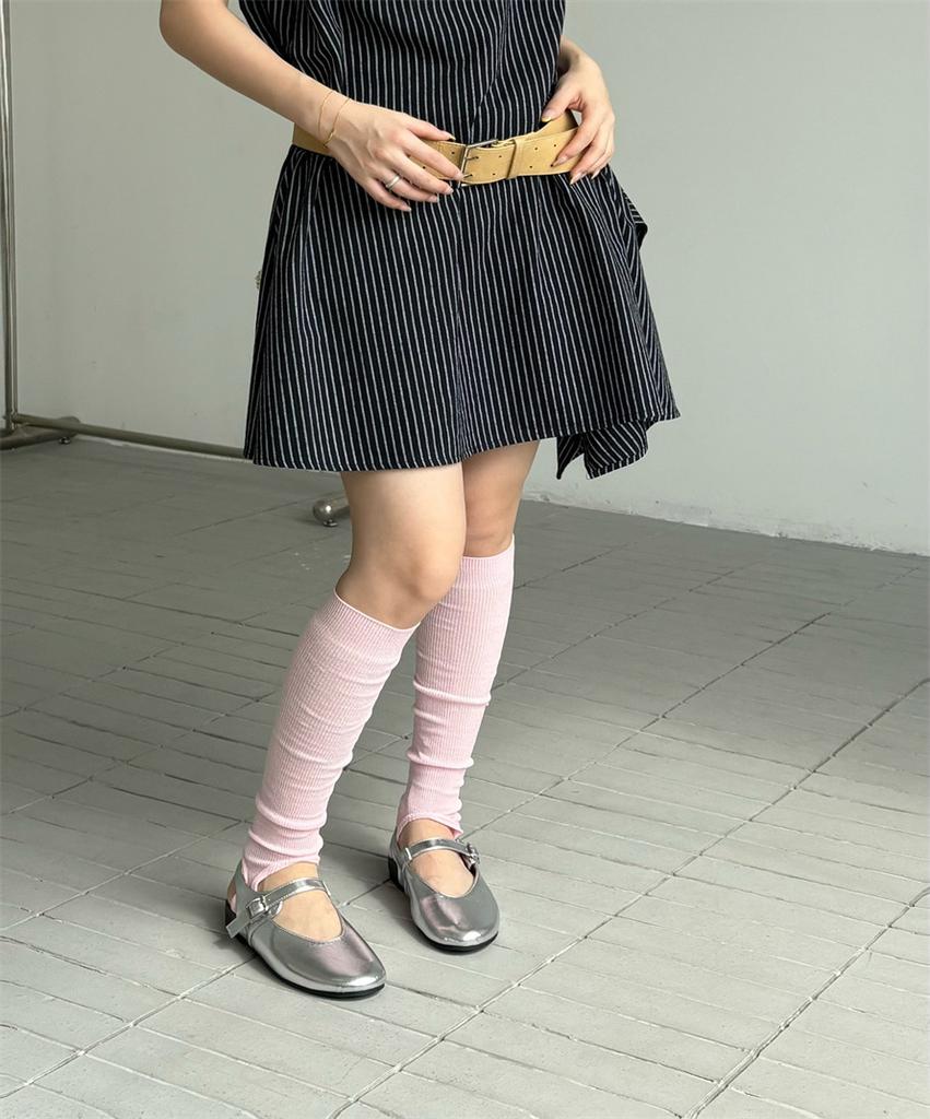 Spot~ Leather French Round Head Row Wind One-word Button Soft Sole Shallow Mouth Mary Jane Single Shoes Women's Flat Grandma Shoes