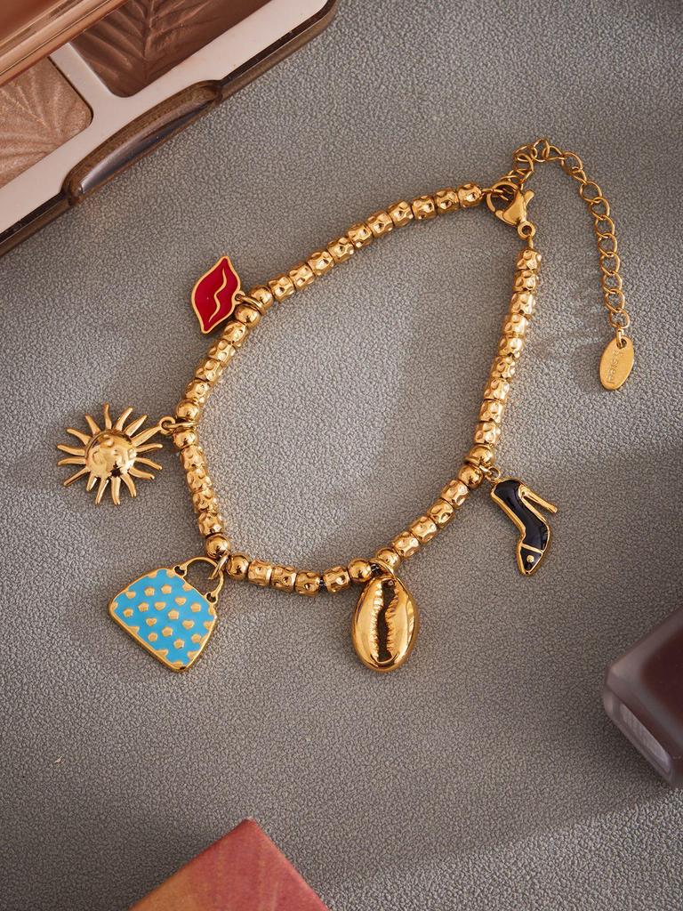 Qiong Yao Ocean DIY Beaded Bracelet Set: Starfish Shell 5A Zirconium Stainless Steel Ornament
