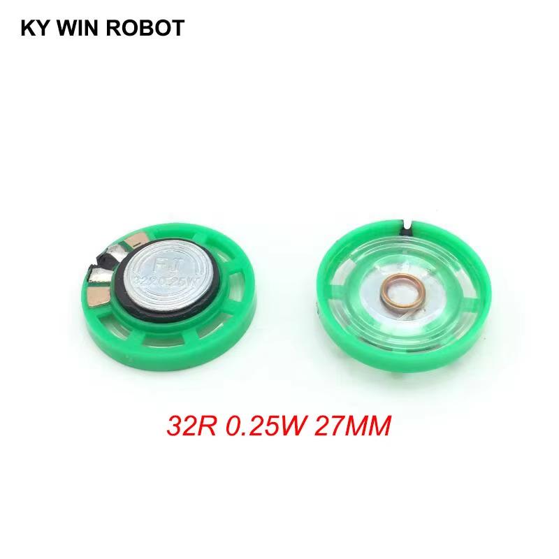 5pcs/lot New Green Ultra-thin Mini Speaker 32 Ohms 0.25 Watt 0.25W 32R Speaker Diameter 27MM 2.7CM Thickness 9MM IC Electronic