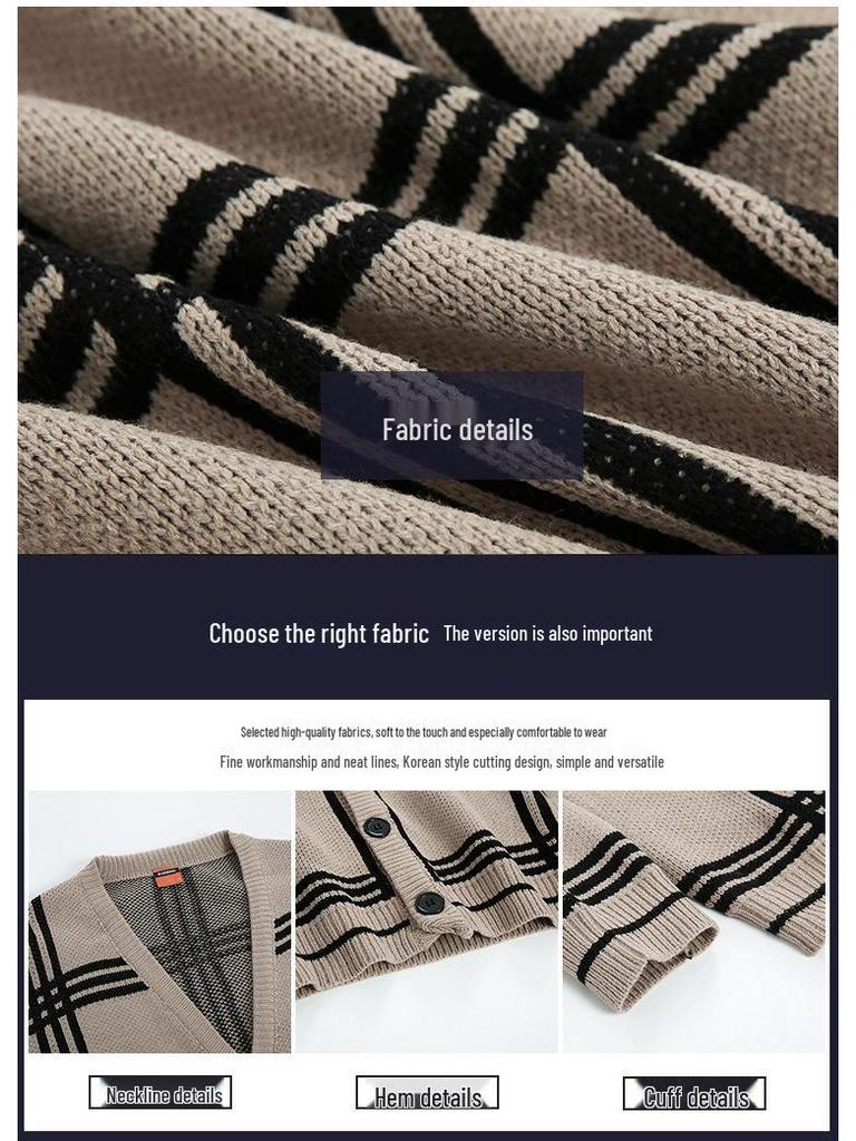 Autumn Men's Korean Trend Loose Knit Cardigan Sweater
