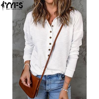 Women's Fashion Casual Spring Autumn Solid Color Print Long Sleeve POLO Neck Blouses & Shirts