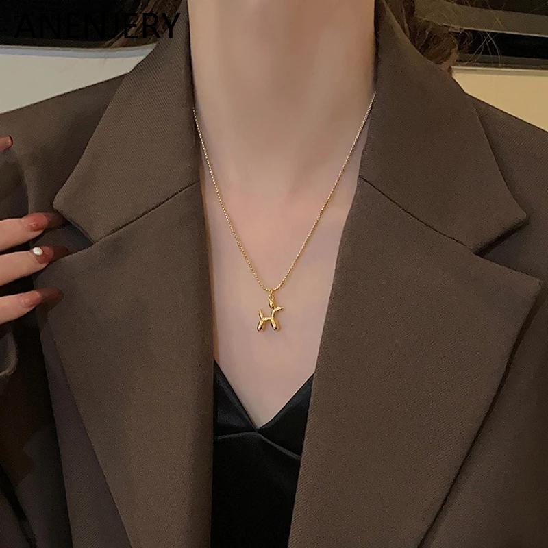 Stainless Steel Cute Balloon Puppy Pendant Sweater Necklace Men Ladies Necklace Party Jewelry Gift