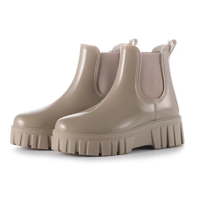 

Жіночі модні потовщені пластикові короткі дощові черевики 36 абрикосовий