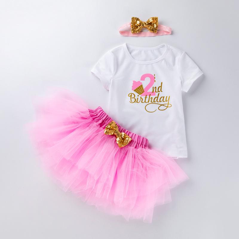 Baby Girl's 1st Birthday 4-Piece Outfit: Lettered Tee, Princess Skirt & Socks