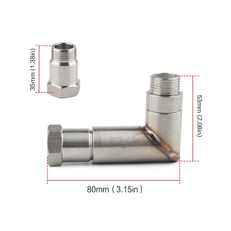 90 Degree O2 Sensor Angled Extender Car Oxygen Sensor Adapter Connector O2 Oxygen Sensor Adapter for M18x1.5 O2 Sensor Hole