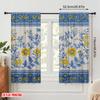 2 Stück, 2D-Flachdruck Lichtfilternde Vorhänge Blau Gelb Floral Streifen Vielseitig Langlebig Polyester (ohne Stange) Art Deco