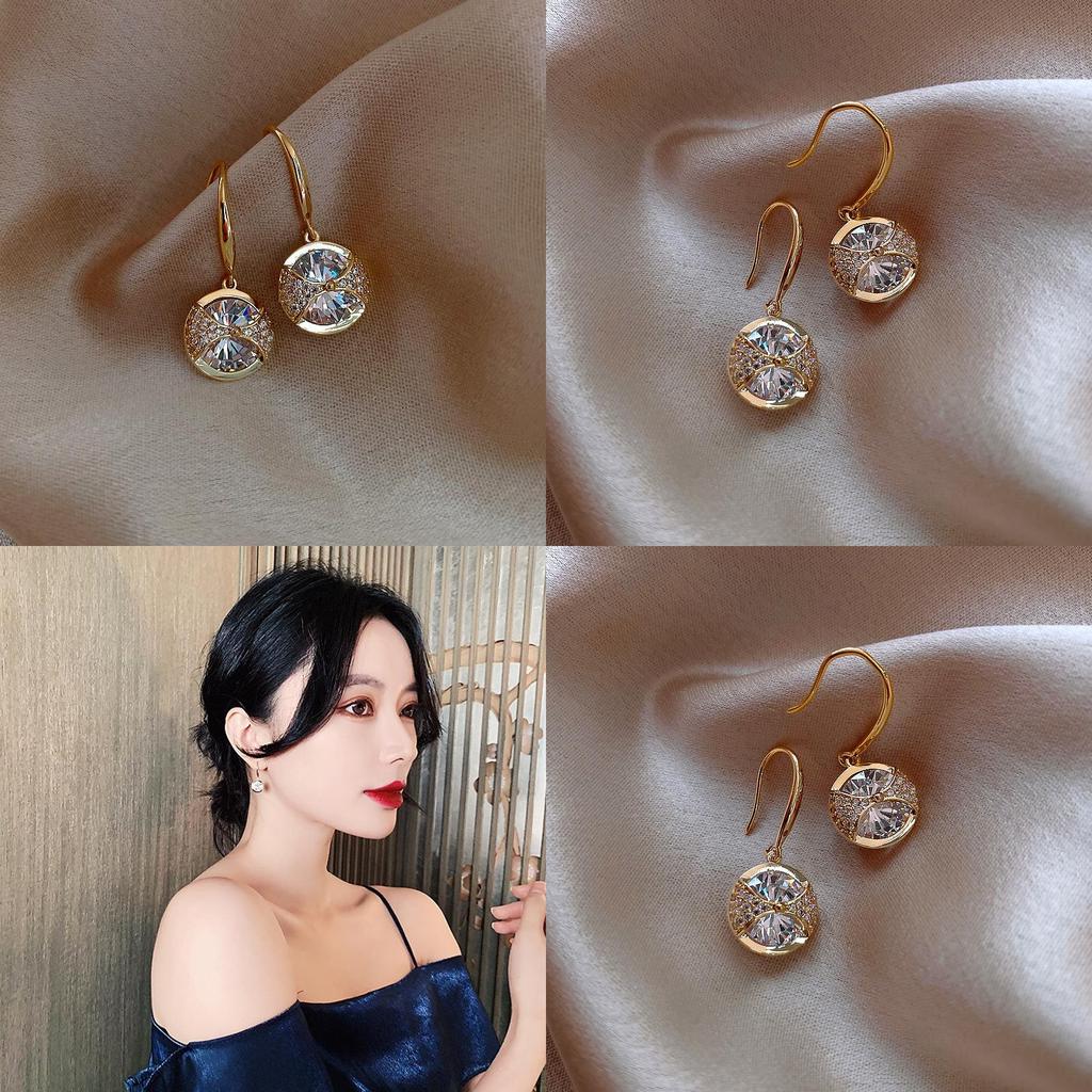 Korean Style Silver Earrings With Rhinestone For Trendy Night Out