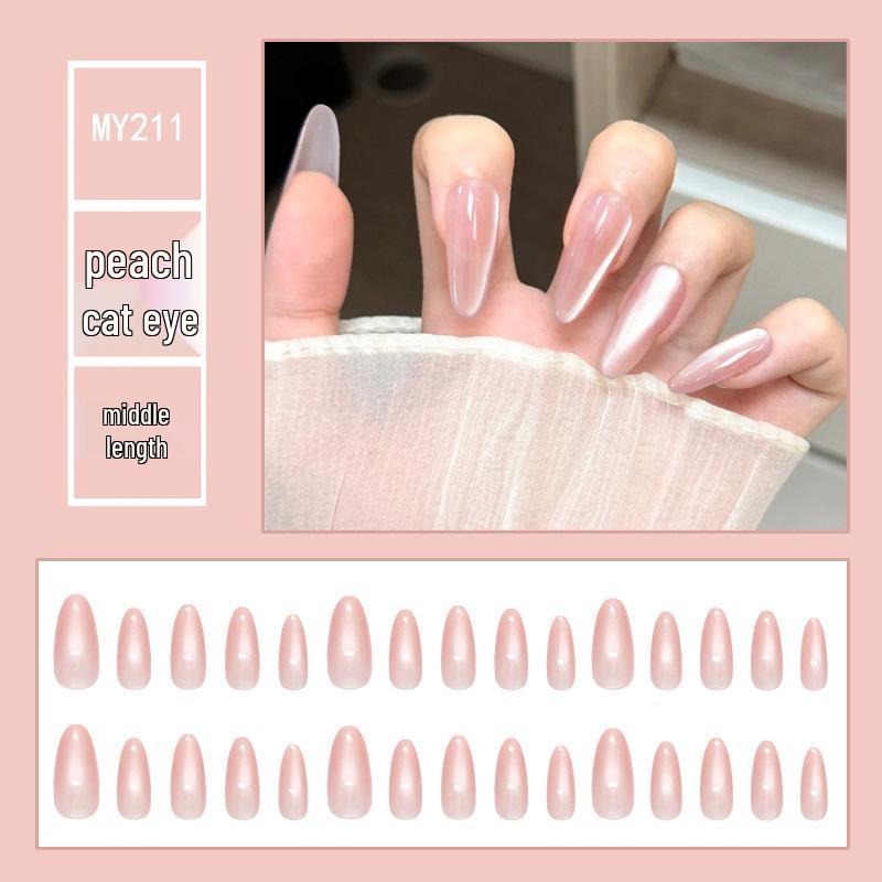 Chasing Light Cat's Eye Crystal Nails: Handmade, Detachable, Flash Diamond Design for Trendy, Stylish Looks.