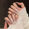 Premium Handmade French Cat Eye Medium Nail Tips: High-Quality Finish, Versatile & Ready-to-Wear.