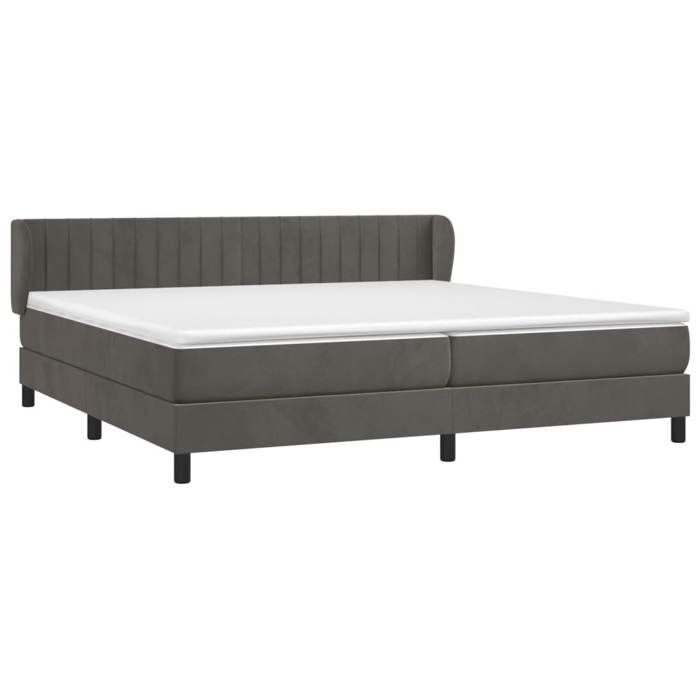 3131100 vidaXL Divan Bed and Mattress Dark Grey 200x200cm Velvet