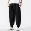 Loose Cotton-Linen Monk Pants with Hem - Lay Buddhist Meditation Wear for Spring and Summer