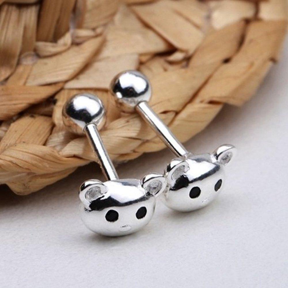 

[Aslit] Piercing Earrings Silver 925 Teddy Bear Earlobe Simple