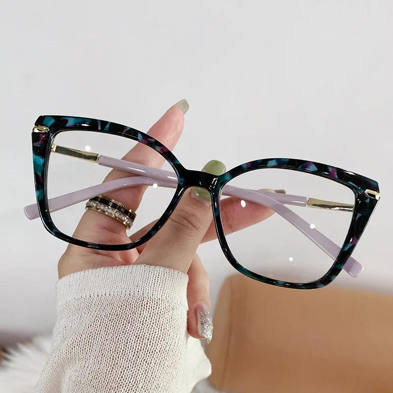 Cat Eye Optical Spectacle Frame Square Large Size Anti Blue Computer Glasses Prescription Glasses Lentes  Mujer