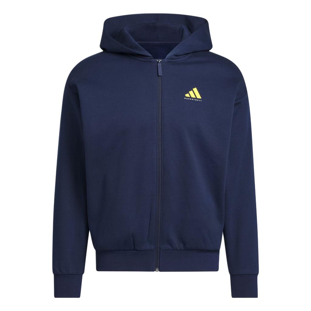 Adidas Basketball Unisex Loose Fit Hooded Zip Jacket Blue JZ9527
