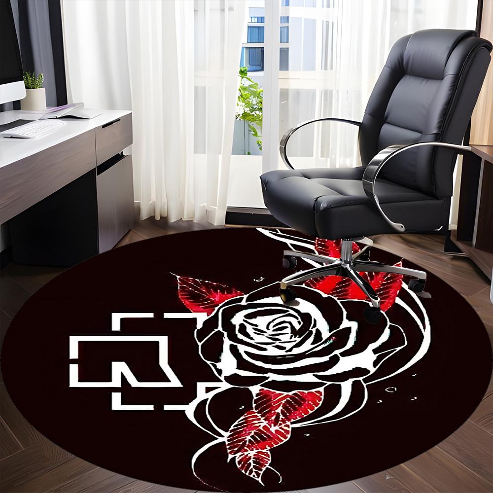 1PC RAMMSTEIN Office Round Rug - Perfect for Office or Study Decor, Non-Slip Backing, Decorative Floor Mat Yy250916046