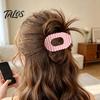 Floral Print Hair Claw for Women, Transparent Acrylic Clip with Anti-Slip Dense Teeth, Lace Wavy Outline Stable Grip Back Head Half-Tied Updo