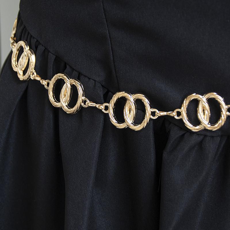 Double Women Metal Ring Waist Chain Summer Stylish Jewelry Chain Accessory