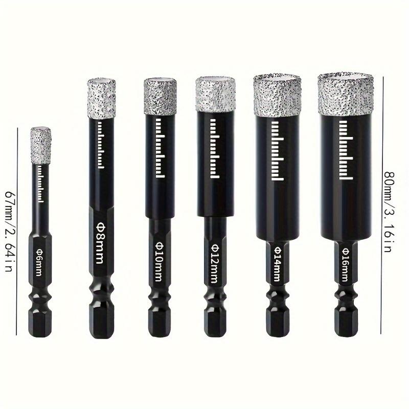 6pcs Diamond Drill Bits Tile Hole Opener,6-16mm Hexagonal Shank Dry Diamond Drill Bit Hole Saw For Tile Hole Opener Cutter