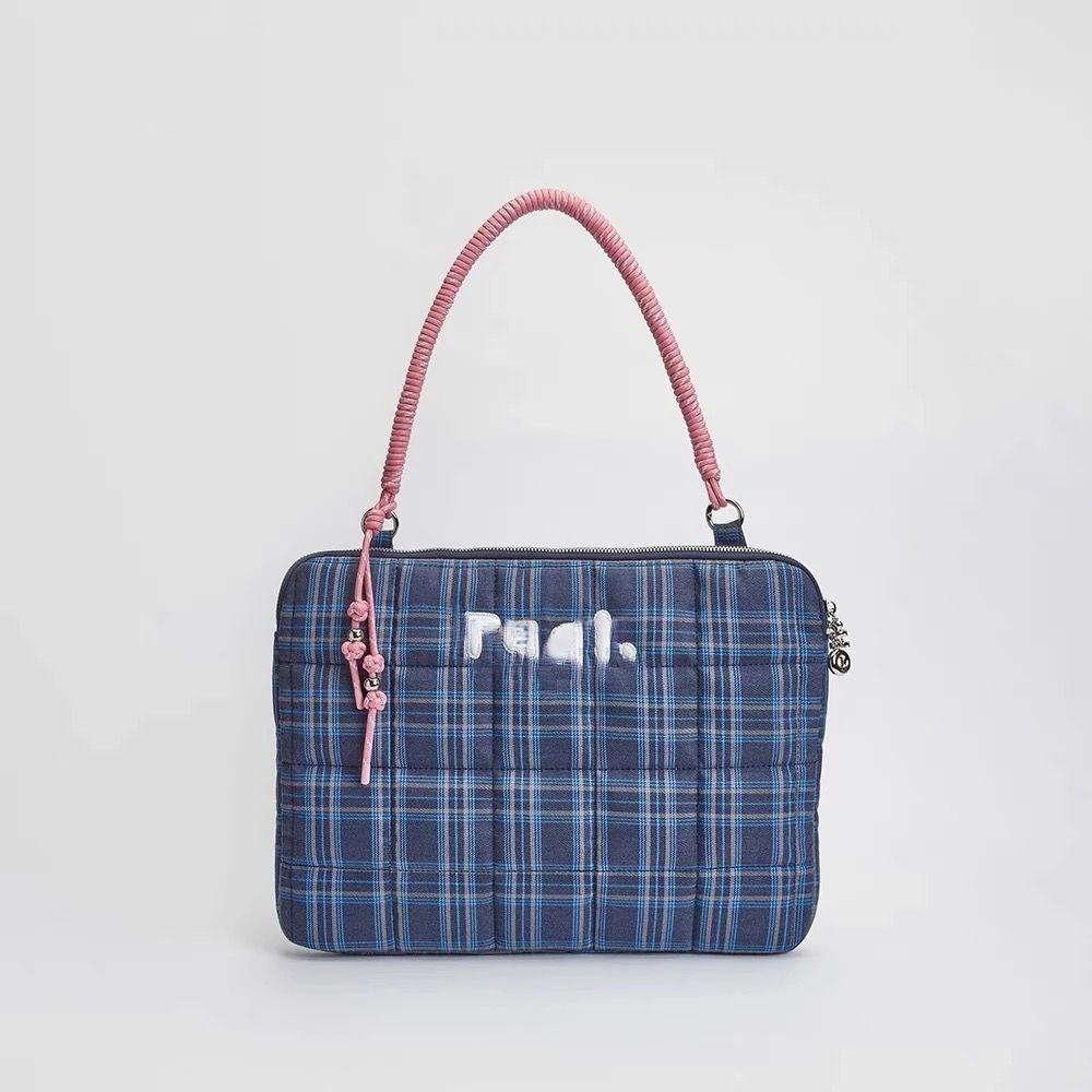 

Женская сумка через плечо Hand Bill, плетеная, с небольшой вышивкой, с бисером, устойчивая к падениям, сумка для компьютера, сумка для ноутбука синий