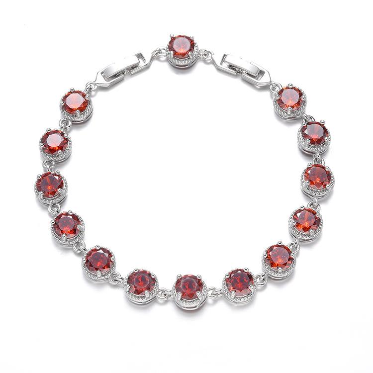 New European and American Round Zircon Bracelet Colored Gemstone Inlay Bracelet Crystal Bracelet for Women Zircon