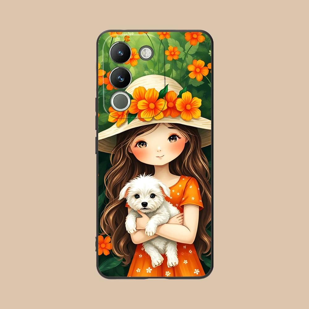 

Girl Dog Puppy Matte TPU Mobile Phone Case for VIVO V60 V50 V40 V30 V29 V27 V25 V23 Pro Lite 5G Colorful Printing Cover vivo V23e