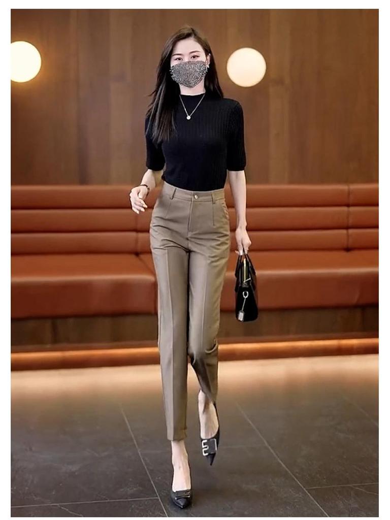 Women's High-Waist Slimming Harem Cigarette Pants - Spring/Autumn 2025 Collection