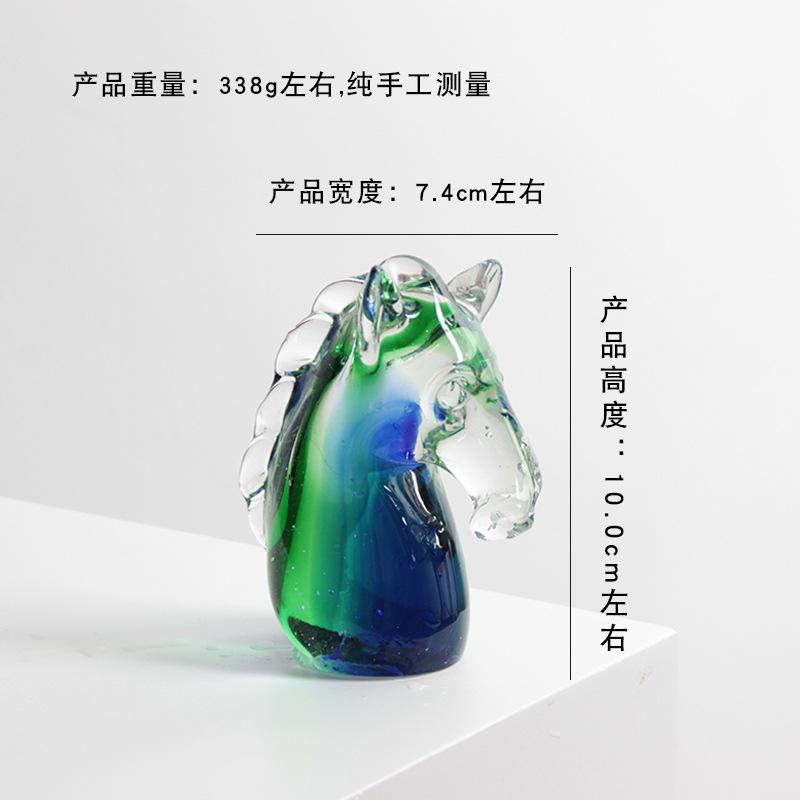 

Handcrafted Gradient Glass Horses Head Sculpture Home Desktop Handicrafts Ornaments Glass Liuli Horses Figurine Home Decor Gifts