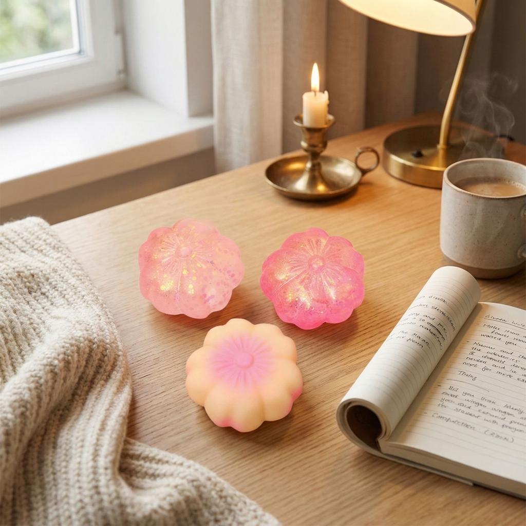 Glitter Flower-Shaped Sensory Squeeze Ball Simulation Flower Squishies Stress Release Toy for Kids Adults