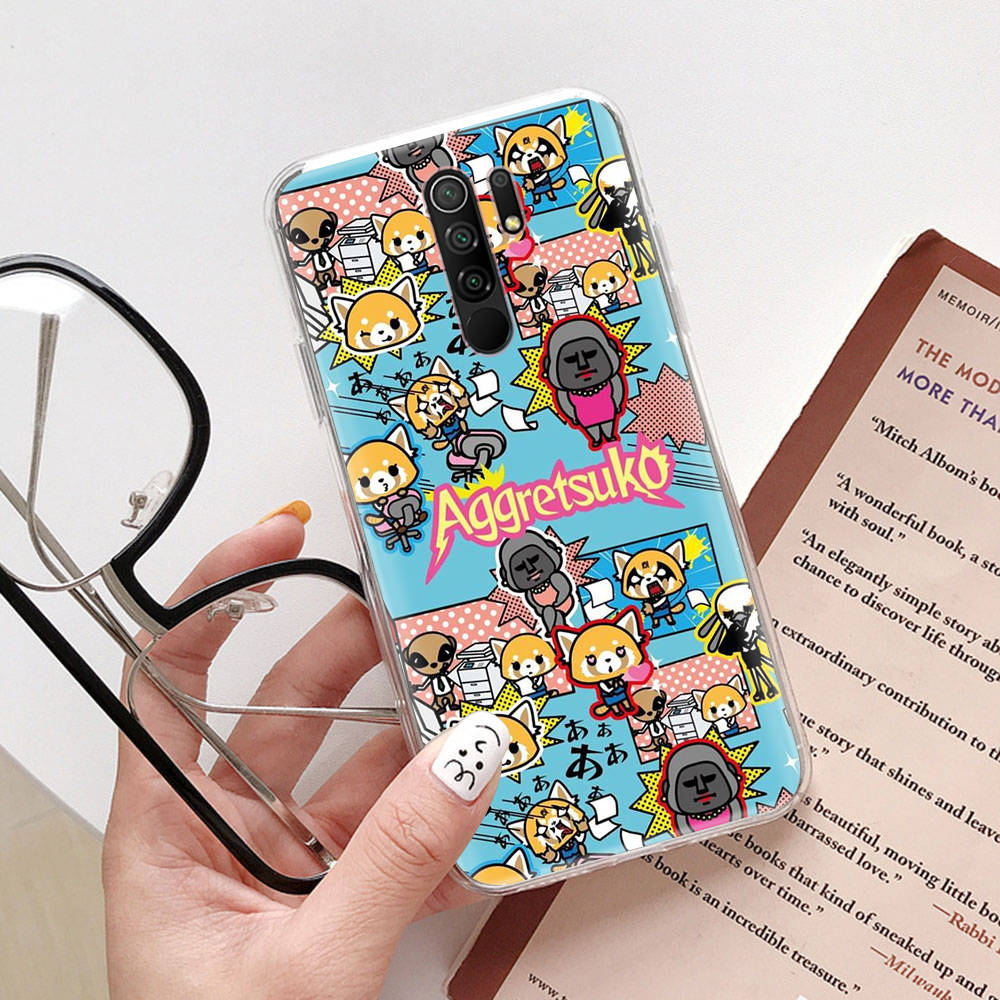 KT60 Aggretsuko Case for Samsung A04 A14 A23 A34 A54 M23 M33 M52 M53 Realme 10 9 C30S C35 C55 VIVO Y02S Y21 Y33S Y51 X80 Pro Clear Cover