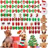50PCS Christmas Dog Bows with Rubber Bands Puppy Hair Clips with Santa Claus Christmas Tree Elk Snowflake Dog Hair Accessories for Small Medium Dogs