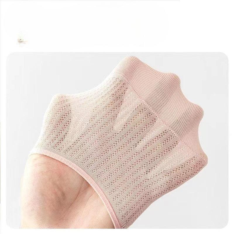 Boat Socks Women's Spring and Summer Thin Breathable Mesh Invisible Socks Solid Color Versatile, Anti-slip and Won't Fall Off with Summer Short Socks