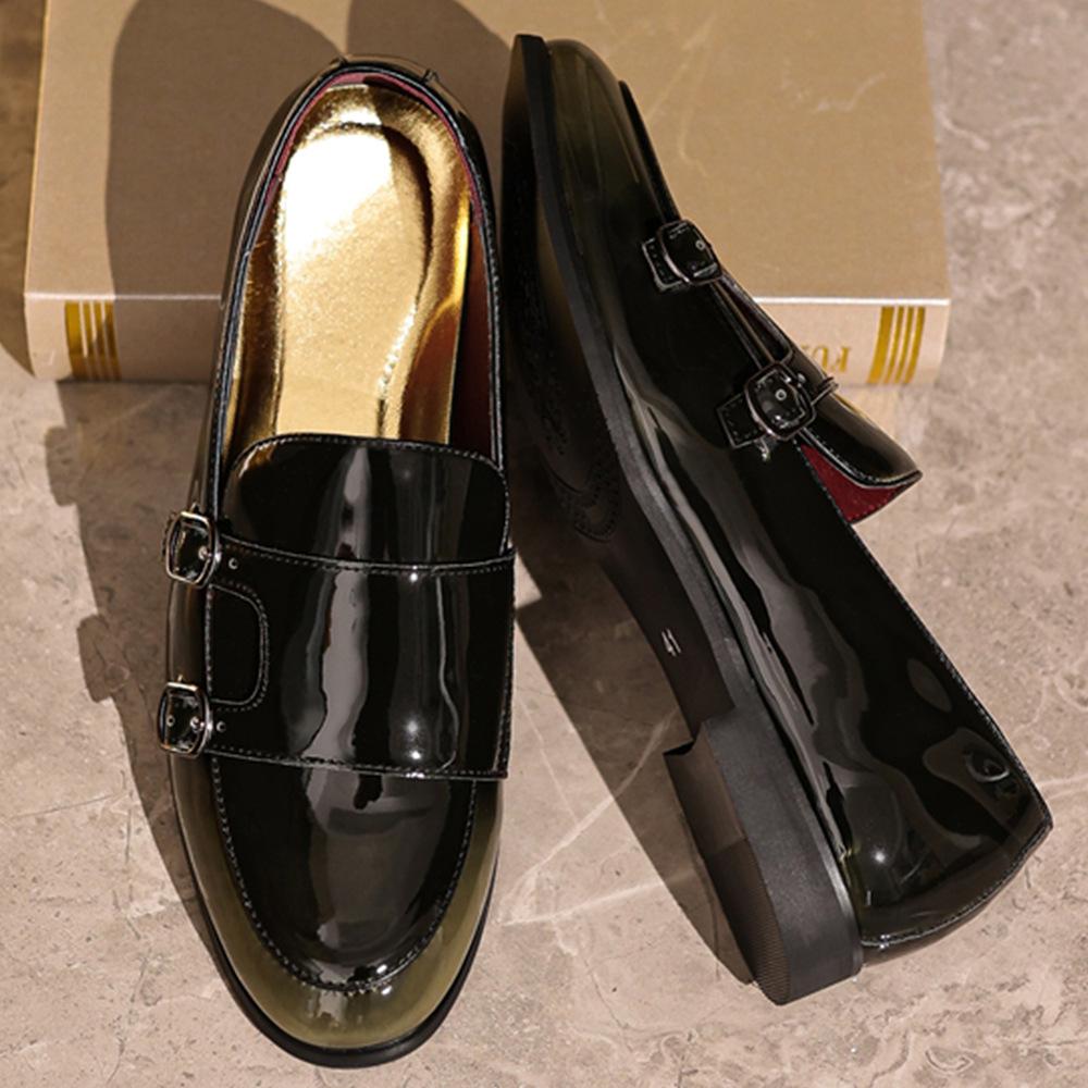 2025 Europejskie Nowe Buty Męskie Skórzane Codzienne Buty Monk Klasyczne Buty Biznesowe Modne Wsuwane Mokasyny