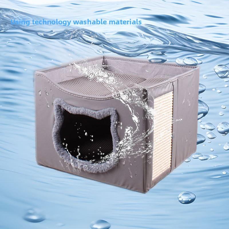 New Pet Double-layer Cat Bed Indoor Foldable and Scratch Resistant Technology Fabric Washable and Breathable Material