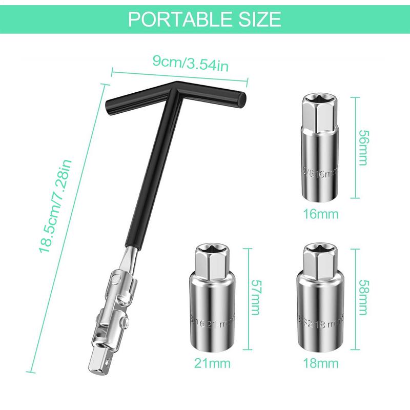 16mm 18mm 21mm 4pcs Set Spark Plug Wrench Spark Plug Removal Heavy-duty Carbon Steel Spark Plug Car Repair Tool