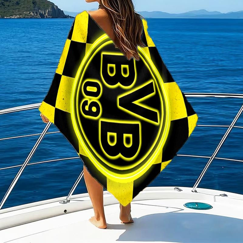1pc B-BVB Beach Towel, Beach and Seaside Swimming Pool Equipment, Fashion Pattern, Rectangular, Travel Essentials