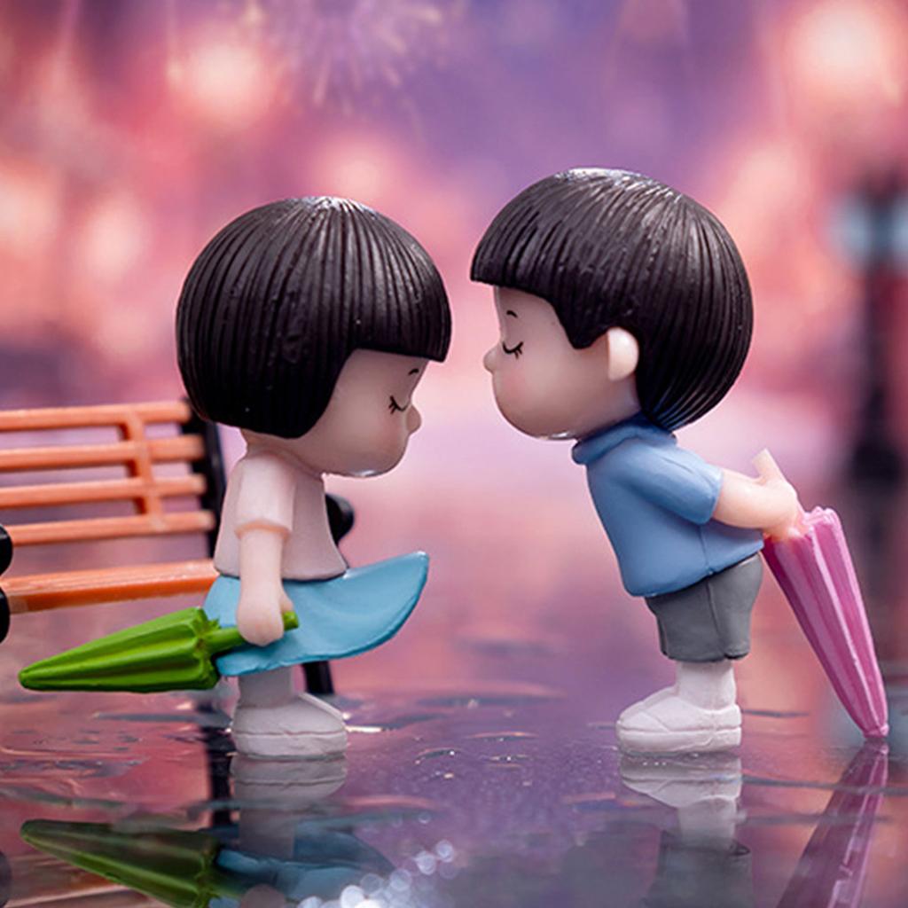 Anime Couples for Car Ornament Model Umbrella Couple Interior Decoration Figures Auto Rearview Mirror Dashboard Ornament