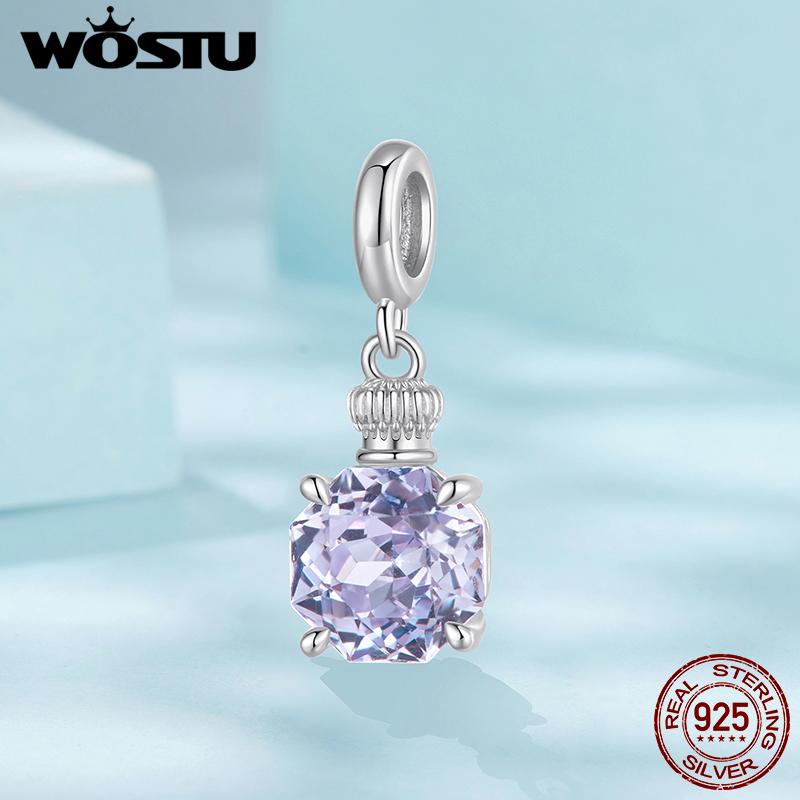 WOSTU 925 Silver DIY Tooth Charm Perfume Bottle Pendant Heart Flower Volleyball Bead Fit Original Bracelet Family Girl Jewelry