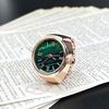 Okrągły zielony zegarek z tarczą Elastyczny pasek ze stali nierdzewnej Eleganckie męskie kobiety Zegarek dla par Palec serdeczny Prezent urodzinowy Modne dodatki