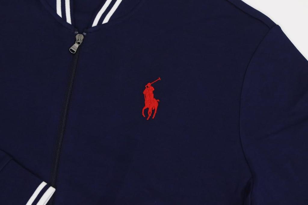 Polo Ralph Lauren Cotton Jersey Track Jacket with Back Size XXL Men's Full-Zip Logo, Navy, (Product Code 01020115)